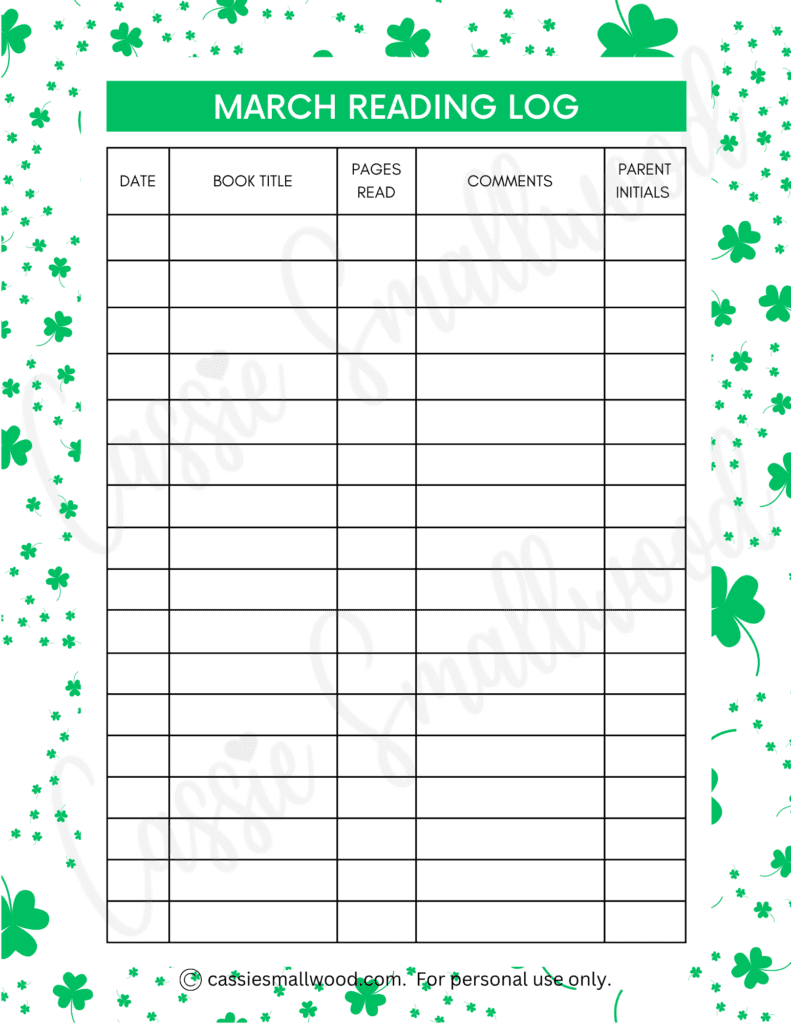 17 cute reading logs {free printable} - cassie smallwood